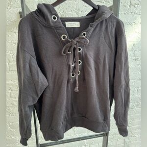 Ocean Drive lace up grommet hoodie sweatshirt, size small